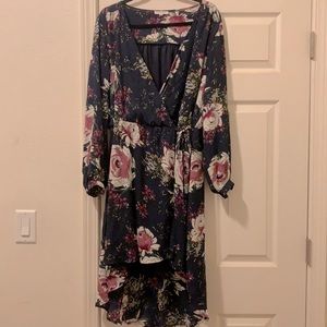 Floral Long wrap Sleeve Dress